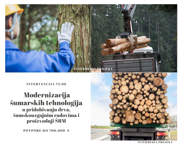 Intervencija 73.06 Ulaganje kupnja šumarskih strojeva dizalica utovarivača, šumarskih traktora...